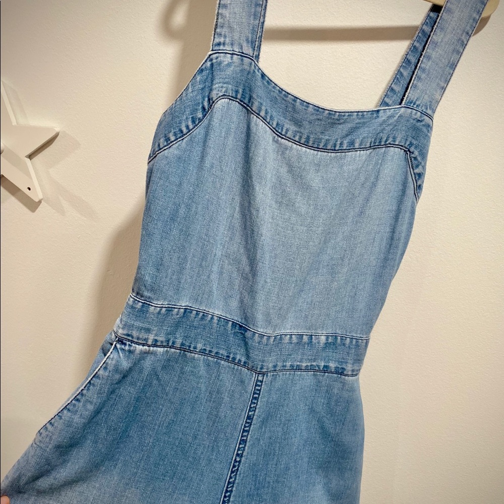 Wide leg denim jumpsuit